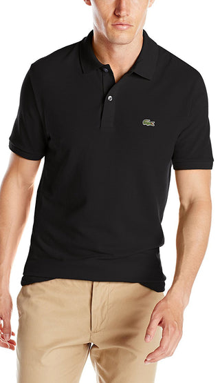 Camisa polo masculina Lacoste Slim Fit Piquet, preta, tamanho 7