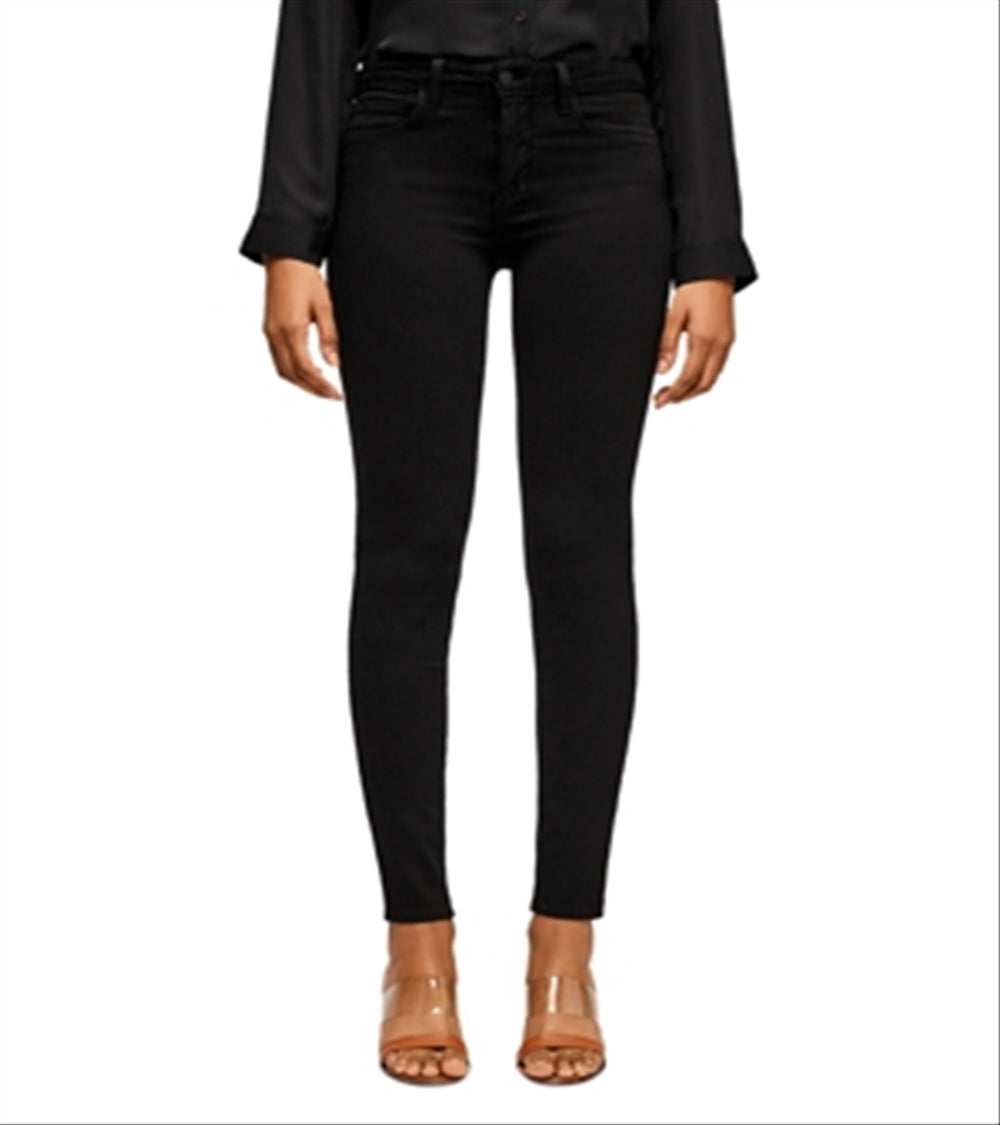 Calça jeans skinny feminina de cintura alta L'Agence, preta, tamanho 29