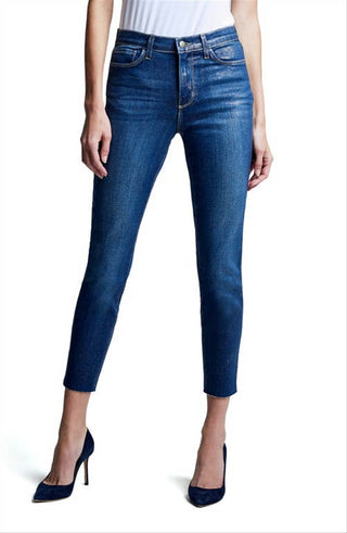 Calça jeans skinny francesa El Matador, corte slim metálico, em Fremont/dourado com glitter, tamanho 26