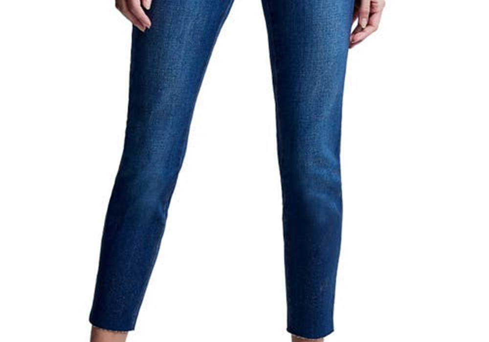 Calça jeans skinny francesa El Matador, corte slim metálico, em Fremont/dourado com glitter, tamanho 26