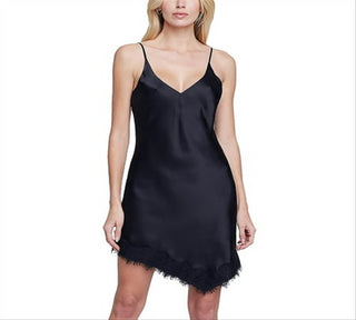 Vestido de seda com decote em V feminino L Agence, preto
