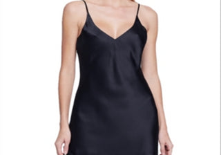 Vestido de seda com decote em V feminino L Agence, preto