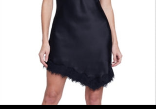 Vestido de seda com decote em V feminino L Agence, preto