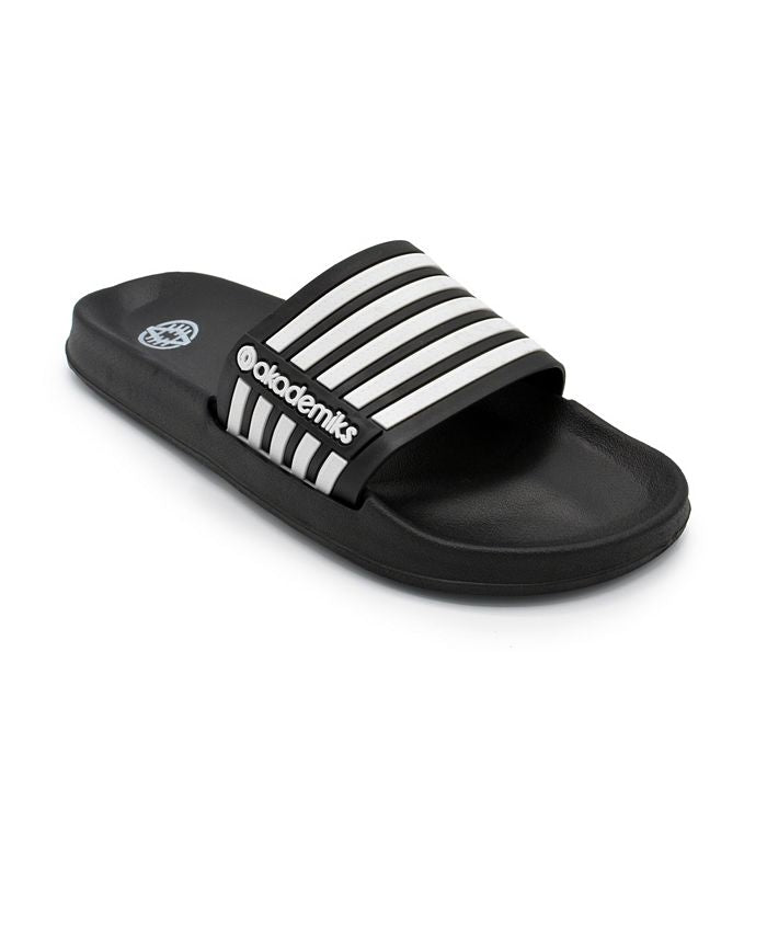 Chinelos listrados masculinos Akademiks, pretos, tamanho 12 M