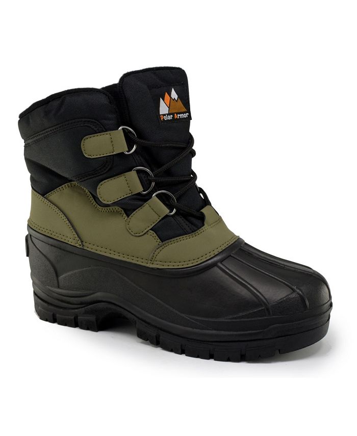 Botas de neve masculinas Polar Armor All Weather, verdes, tamanho 8 M