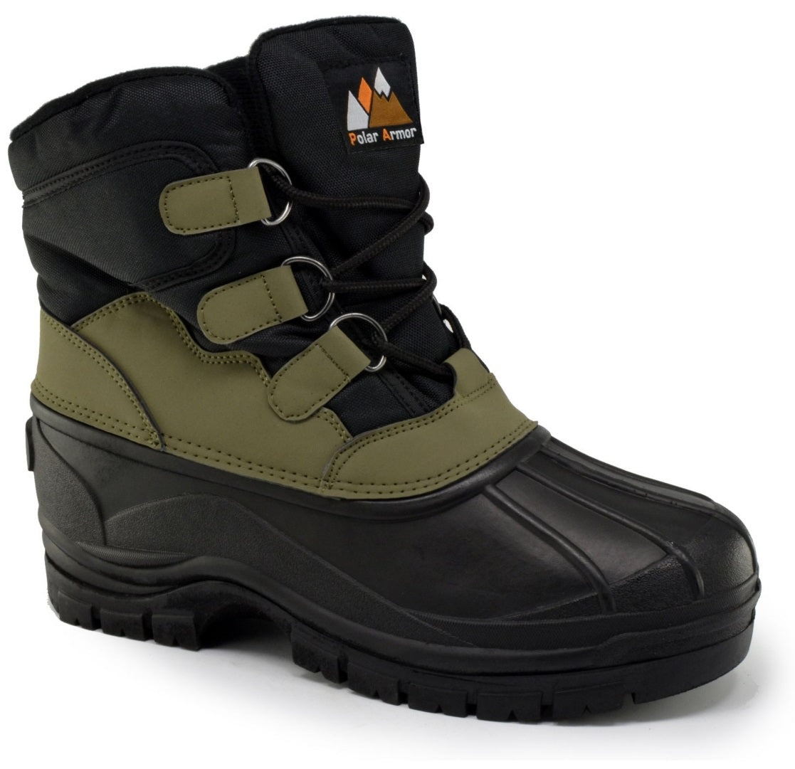 Botas de neve masculinas Polar Armor All Weather, verdes, tamanho 9 M