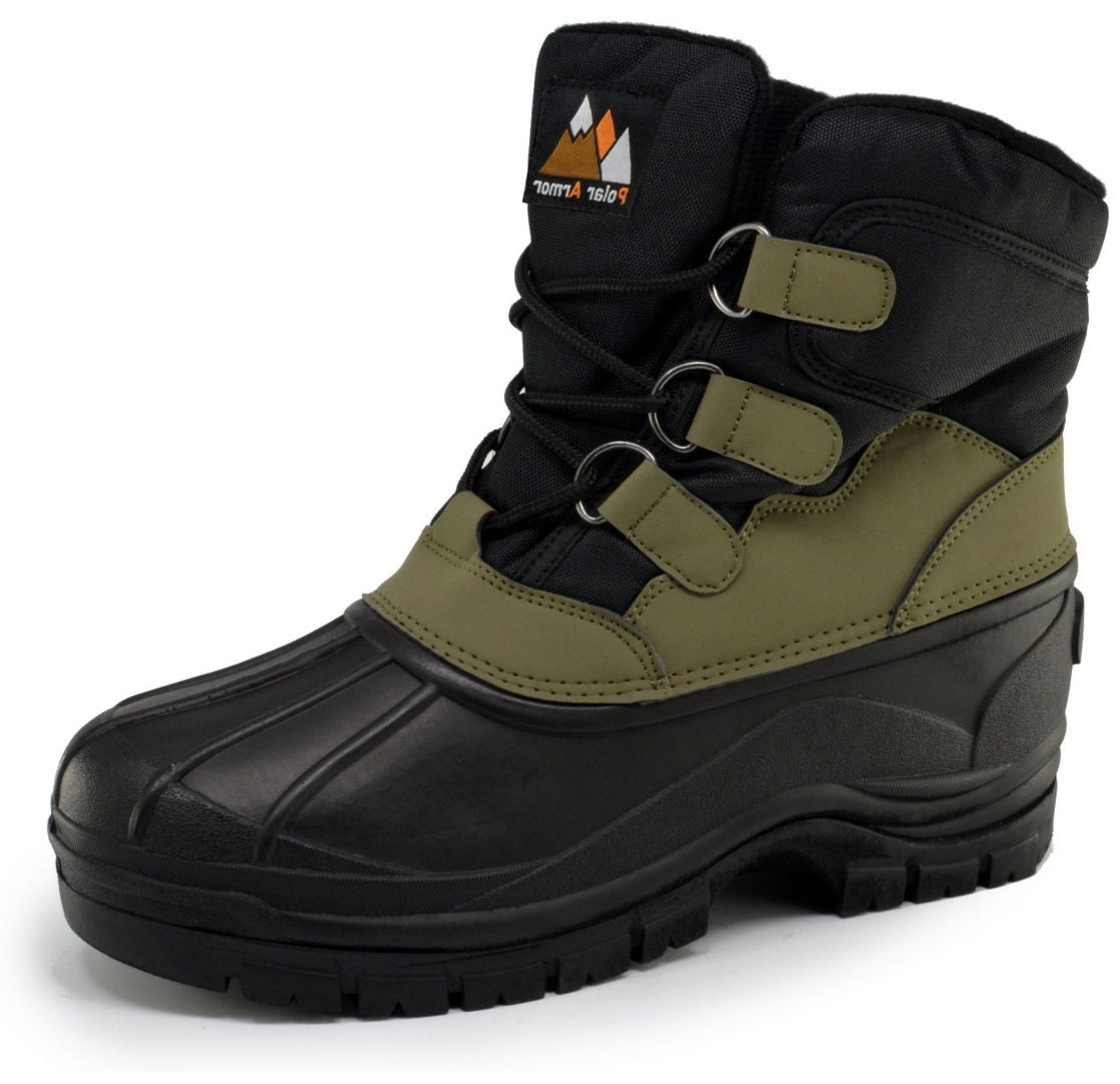 Botas de neve masculinas Polar Armor All Weather, verdes, tamanho 9 M