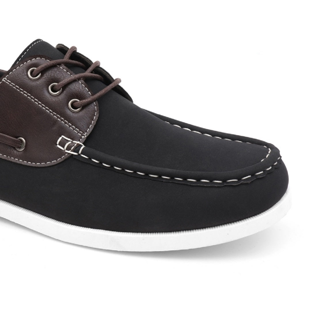 Sapatos náuticos masculinos Akademiks Marina com cadarço, pretos, tamanho 12 M