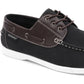 Sapatos náuticos masculinos Akademiks Marina com cadarço, pretos, tamanho 12 M