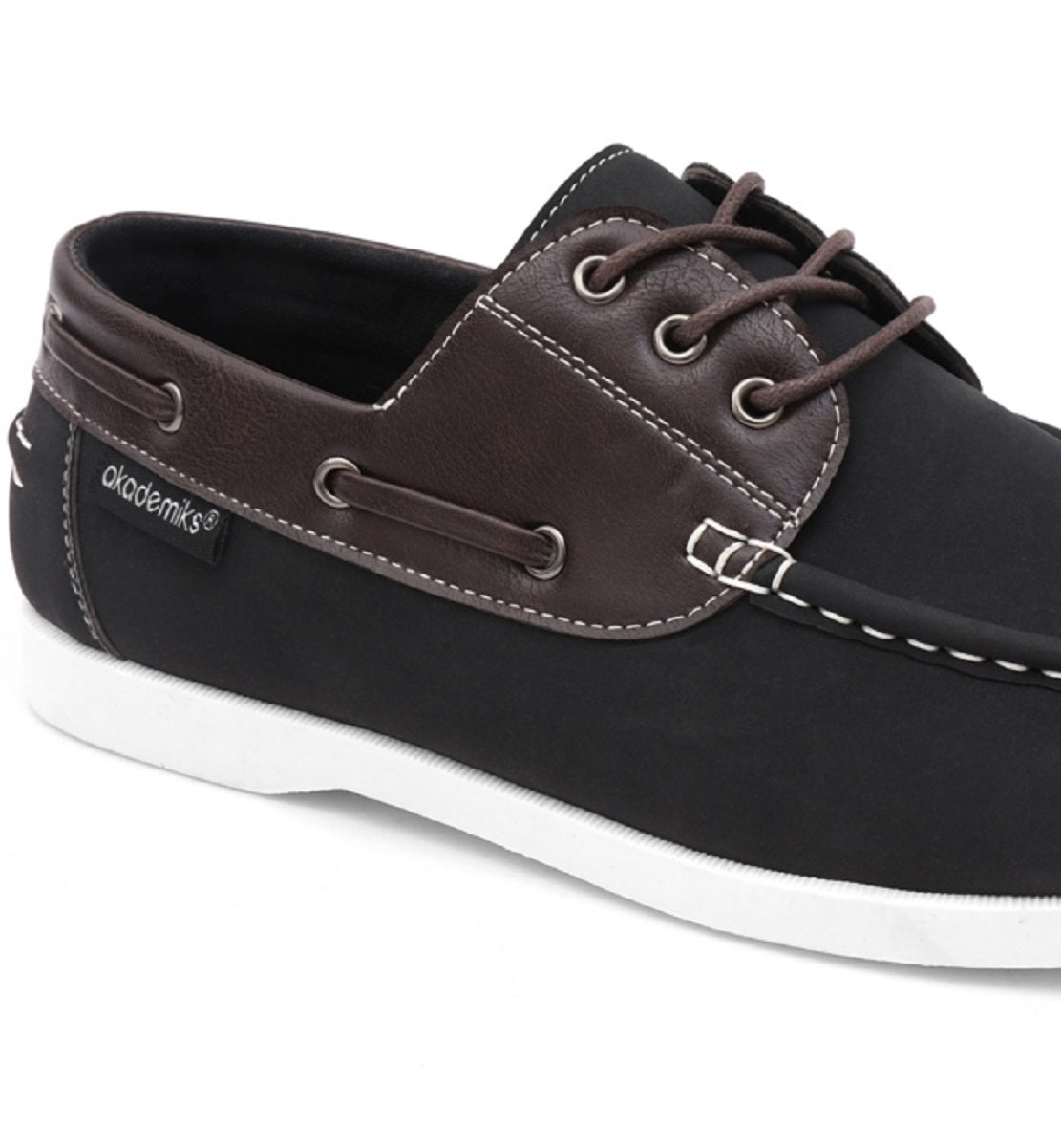 Sapatos náuticos masculinos Akademiks Marina com cadarço, pretos, tamanho 12 M