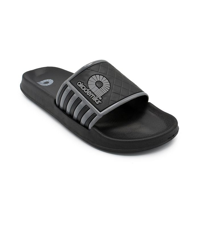 Chinelo Akademiks Masculino Listrado Lateral Cinza Tamanho 10 M