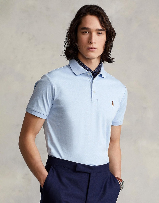 Polo Ralph Lauren Masculino Custom Slim Algodão Macio Azul Tamanho X-G