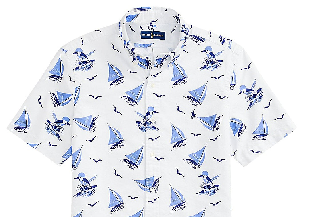Camisa Polo Ralph Lauren Classic Fit Masculina Polo Bear Oxford Branca Tamanho Médio