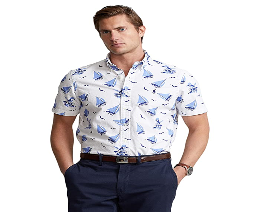 Camisa Polo Ralph Lauren Masculina Manga Curta Polo Bear com Botões Branca Tamanho P