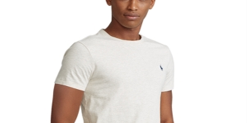 Camiseta Polo Ralph Lauren Masculina Classic Fit Jersey Gola Redonda Bege Tamanho Grande