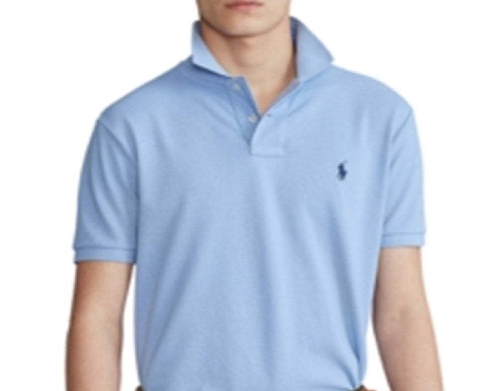 Camisa polo masculina de malha Polo Ralph Lauren azul, tamanho médio