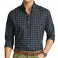 Camisa Polo Ralph Lauren Masculina de Algodão Sarja Xadrez Classic Fit Azul Tamanho Médio