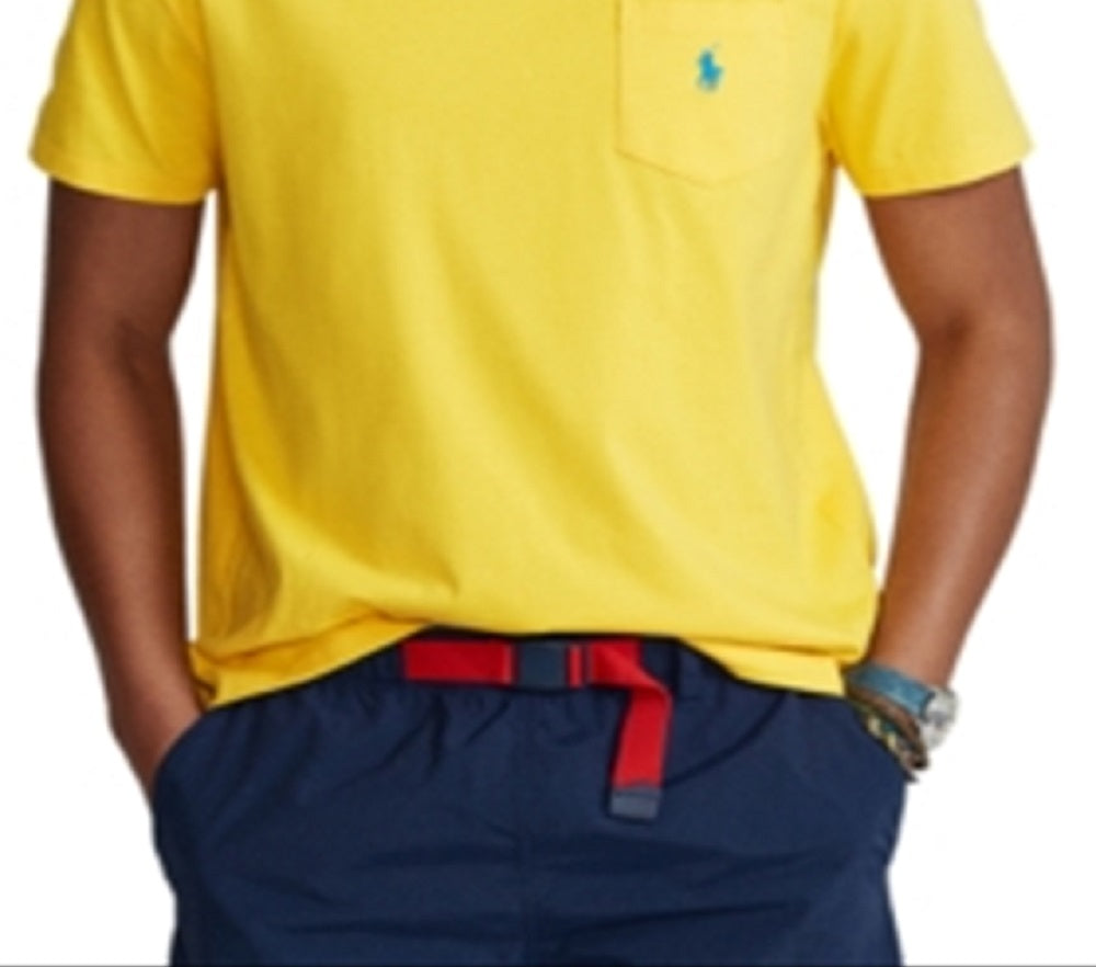 Camiseta Polo Ralph Lauren Masculina Gola Redonda Bolso Amarela Tamanho XX-G