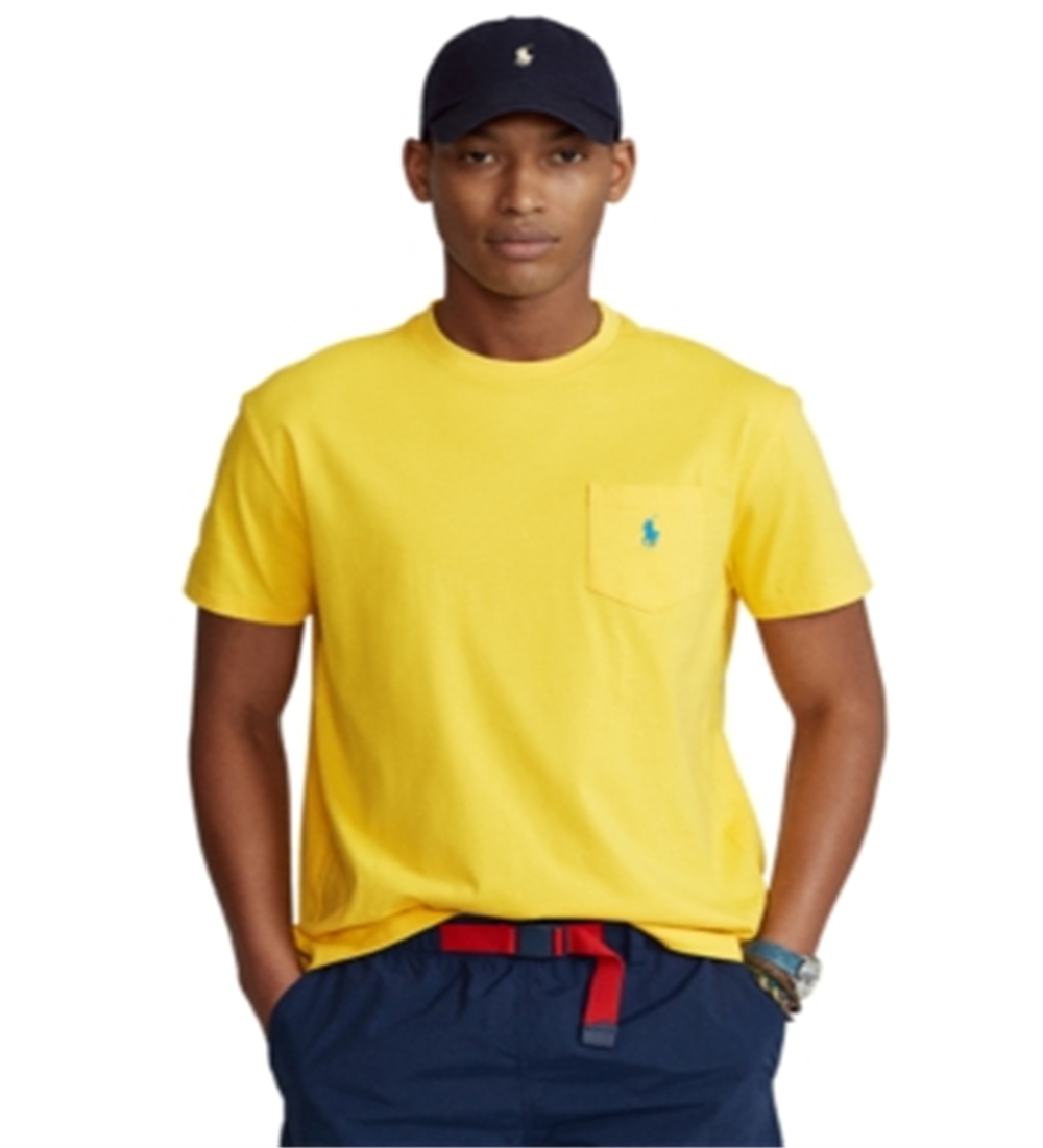 Camiseta Polo Ralph Lauren Masculina Gola Redonda Bolso Amarela Tamanho XX-G