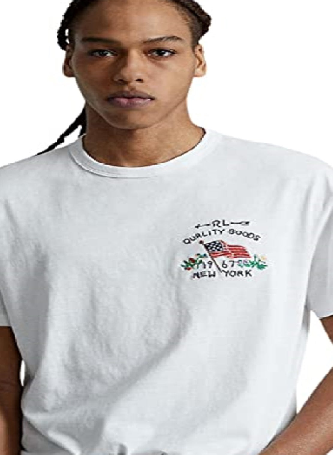 Camiseta Polo Ralph Lauren Masculina Classic Fit Flag Jersey Branca Tamanho X-G