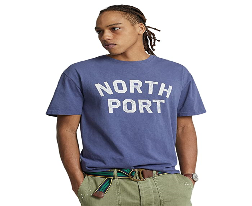 Camiseta Polo Ralph Lauren Masculina Classic Fit Jersey Estampada Azul Tamanho X-G