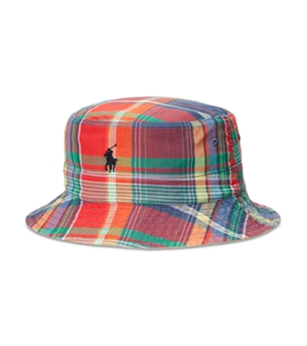 Chapéu Bucket Madras Reversível de Algodão Polo Ralph Lauren Masculino Tamanhos Sortidos Grande
