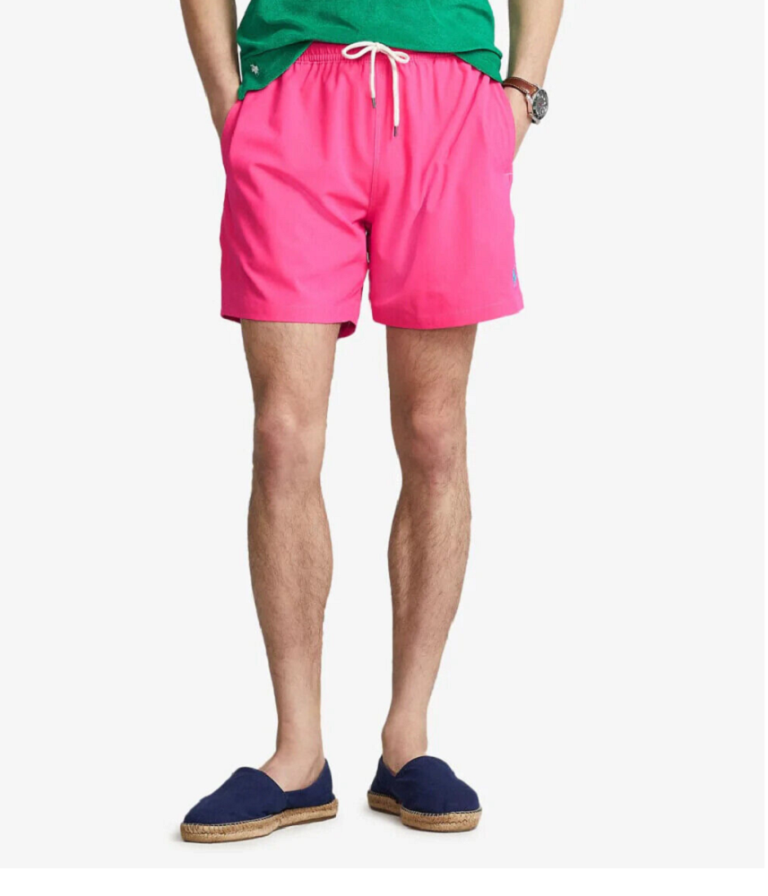 Calção de banho Polo Ralph Lauren Traveler Classic masculino rosa tamanho grande