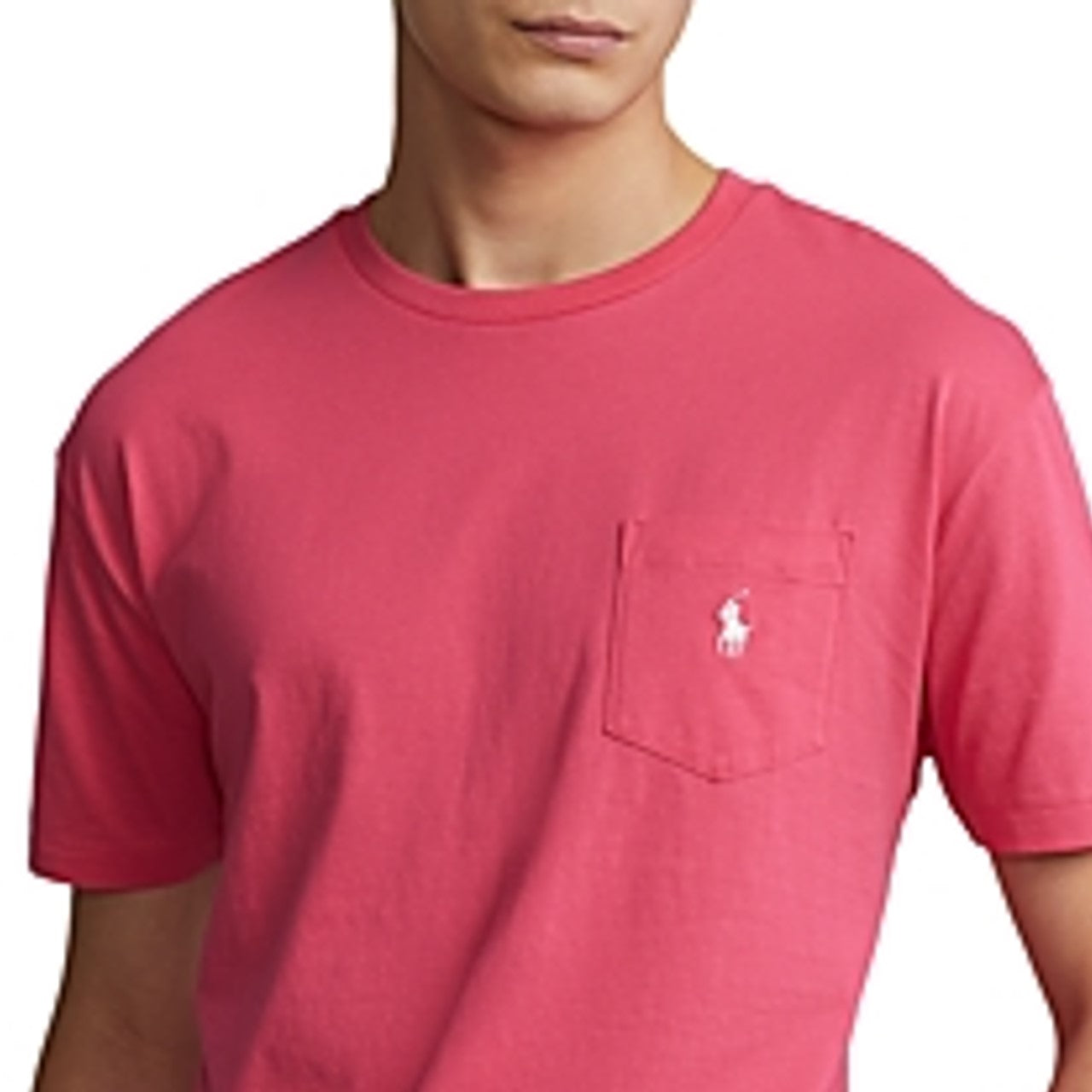 Camiseta Polo Ralph Lauren Masculina Classic-Fit com Bolso Rosa Choque Tamanho GG