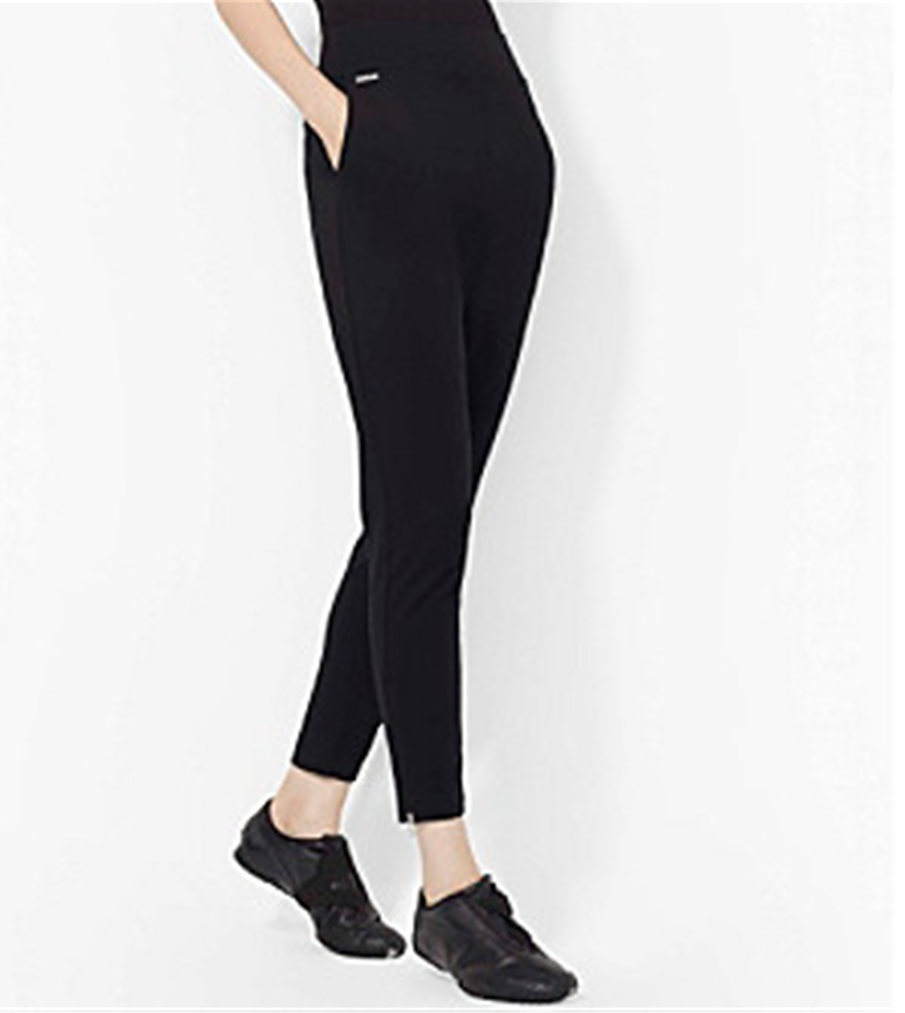 Calça Ralph Lauren Feminina Ashelay Logo com Zíper Duplo e Tornozelo, Preta, Tamanho P