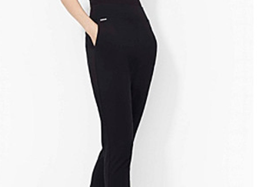 Calça Ralph Lauren Feminina Ashelay Logo com Zíper Duplo e Tornozelo, Preta, Tamanho P