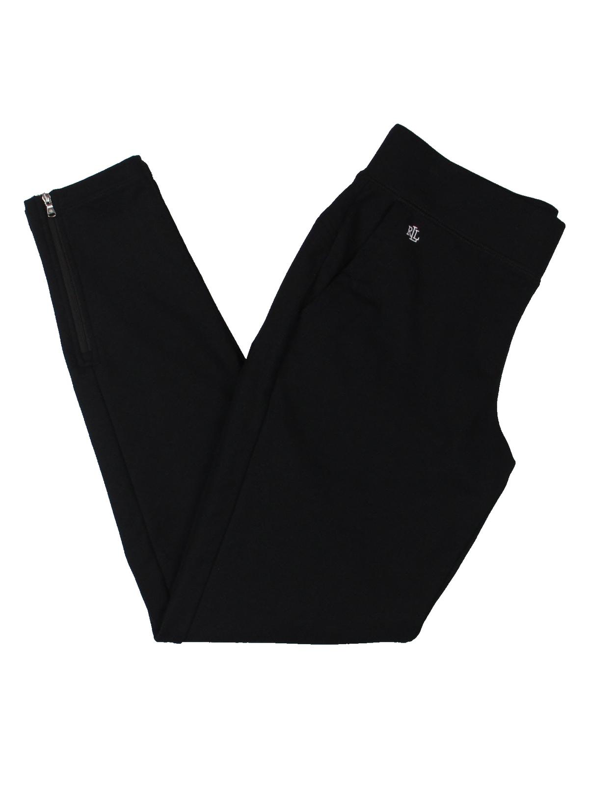 Calça Ralph Lauren Feminina Ashelay Logo com Zíper Duplo e Tornozelo, Preta, Tamanho P