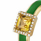 Diana M Jewels - Anel de diamante com esmalte citrino amarelo de 0,60 cts