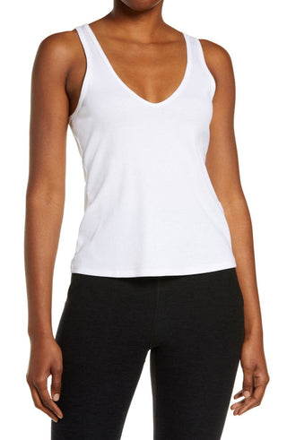 Além do Yoga, Take the Plunge Rib Tank em Redflower, tamanho grande, vermelho