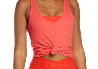 Além do Yoga, Take the Plunge Rib Tank em Redflower, tamanho grande, vermelho
