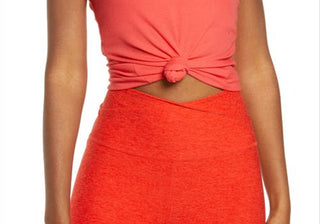 Além do Yoga, Take the Plunge Rib Tank em Redflower, tamanho grande, vermelho