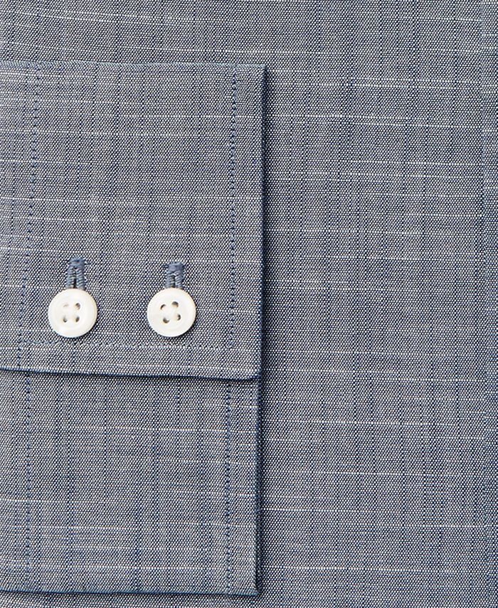 Camisa social masculina Ben Sherman Slim Fit Slub Chambray Azul Tamanho 15,5 x 32 x 33