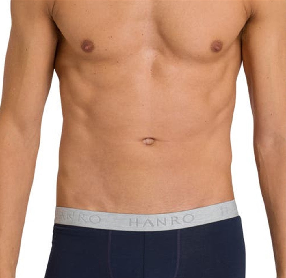 Pacote com 2 cuecas boxer Hanro Cotton Essentials masculinas, azul, tamanho médio
