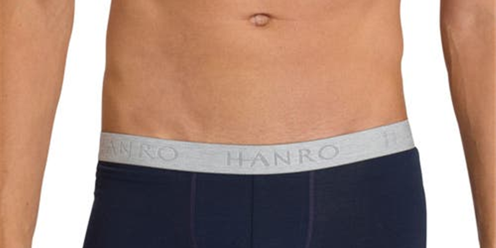 Pacote com 2 cuecas boxer Hanro Cotton Essentials masculinas, azul, tamanho médio