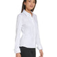 Camisa feminina Calvin Klein de malha com botões, branca, tamanho GG