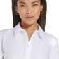 Camisa feminina Calvin Klein de malha com botões, branca, tamanho GG