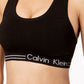 Sutiã esportivo feminino Calvin Klein com bojo estilo nadador, médio impacto, preto, tamanho médio