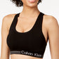 Sutiã esportivo feminino Calvin Klein com bojo estilo nadador, médio impacto, preto, tamanho médio