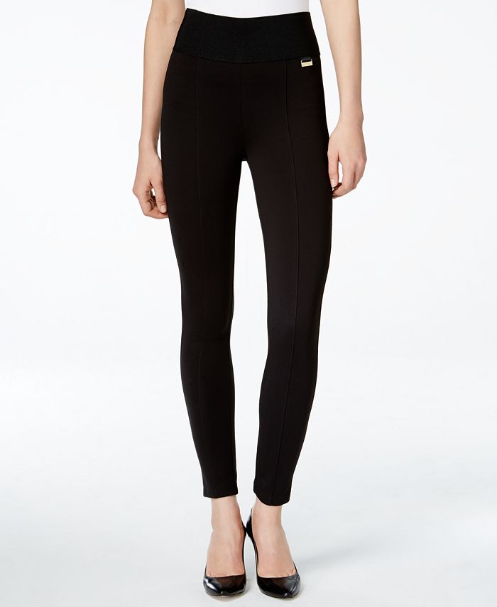 Calça de malha Calvin Klein feminina com cós largo, preta, tamanho extragrande