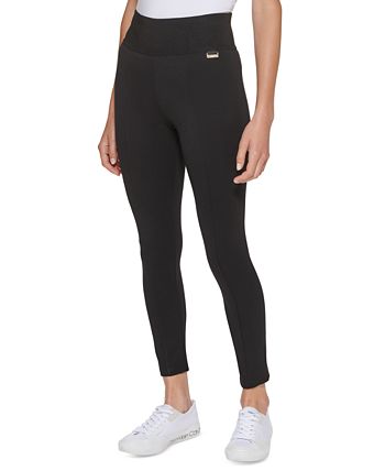 Calça de malha Calvin Klein feminina com cós largo, preta, tamanho extragrande