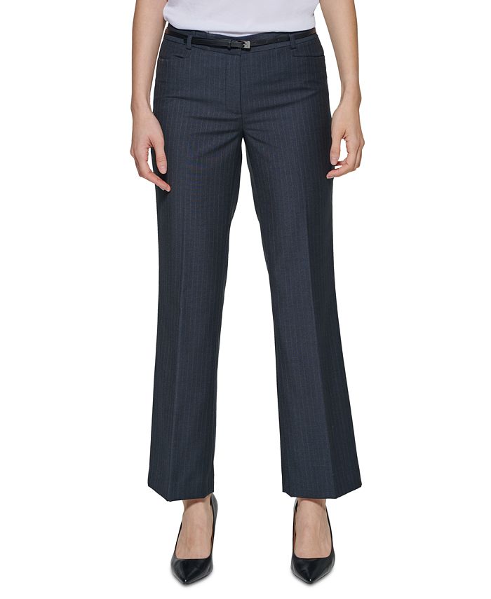 Calça social Calvin Klein feminina Pinstripe Modern Fit preta tamanho 6 Petite