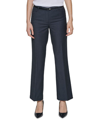 Calça social Calvin Klein feminina Pinstripe Modern Fit preta tamanho 6 Petite