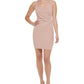 Vestido justo com decote coração e crepe Scuba GUESS feminino, bege, tamanho 16