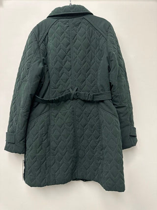 Casaco feminino Guss assimétrico com cinto e acolchoado em losangos, verde, tamanho G