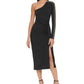 Vestido midi com mangas enfeitadas GUESS One Should para mulheres, preto, tamanho 4