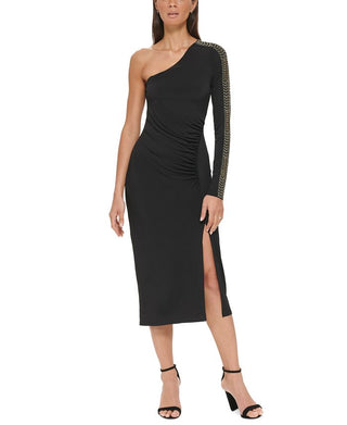 GUESS Women's One Should Embellished Sleeve Midi Dress Black Size 4